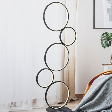 Pluto Stacked Circles 45" Contemporary Modern Iron/Aluminum Integrated LED Floor Lamp - JONATHAN Y